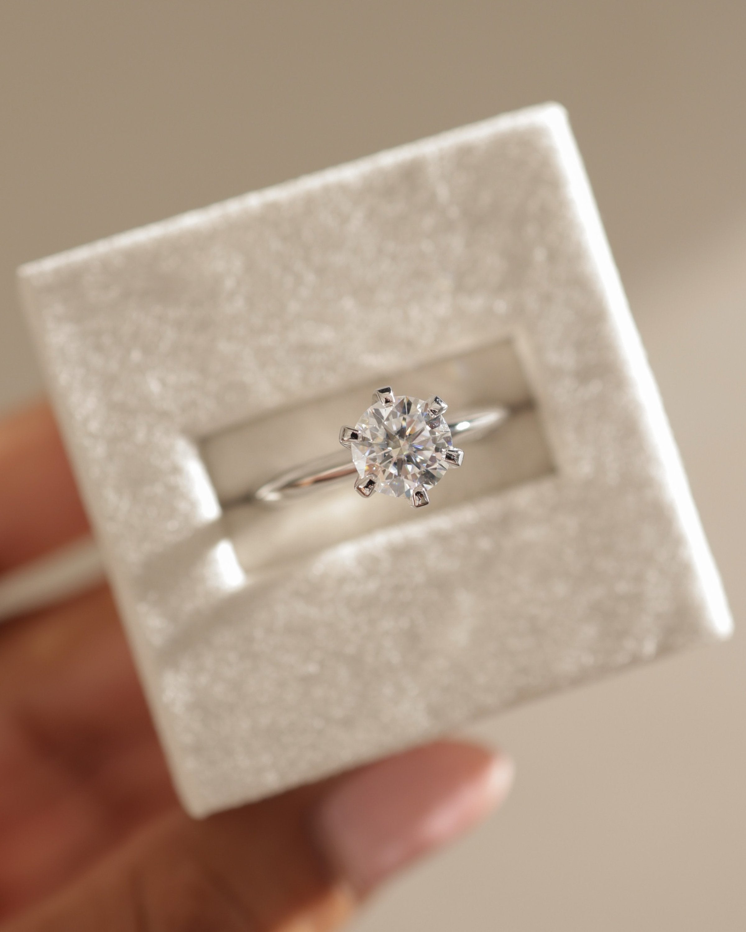 2.0 CT Round Cut Moissanite Solitaire Engagement Ring