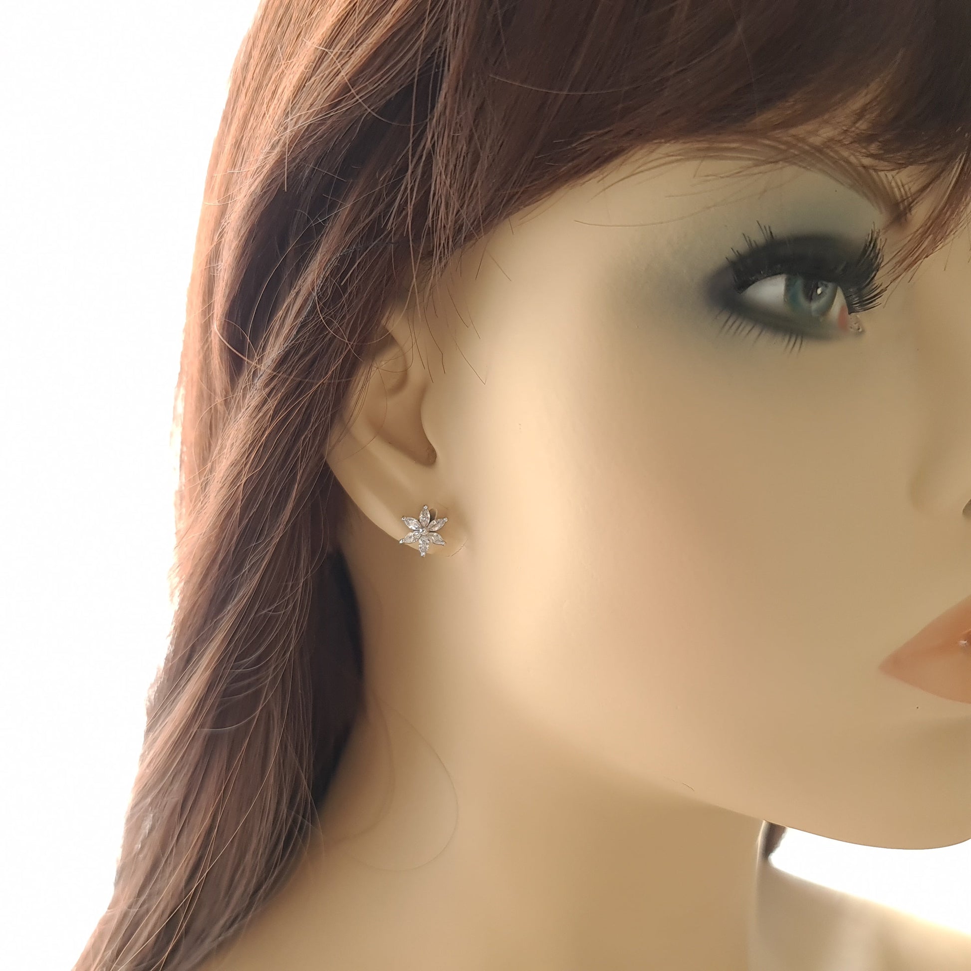 1.0 TCW Marquise Moissanite Flower Minimalist Earrings - crownmoissanite