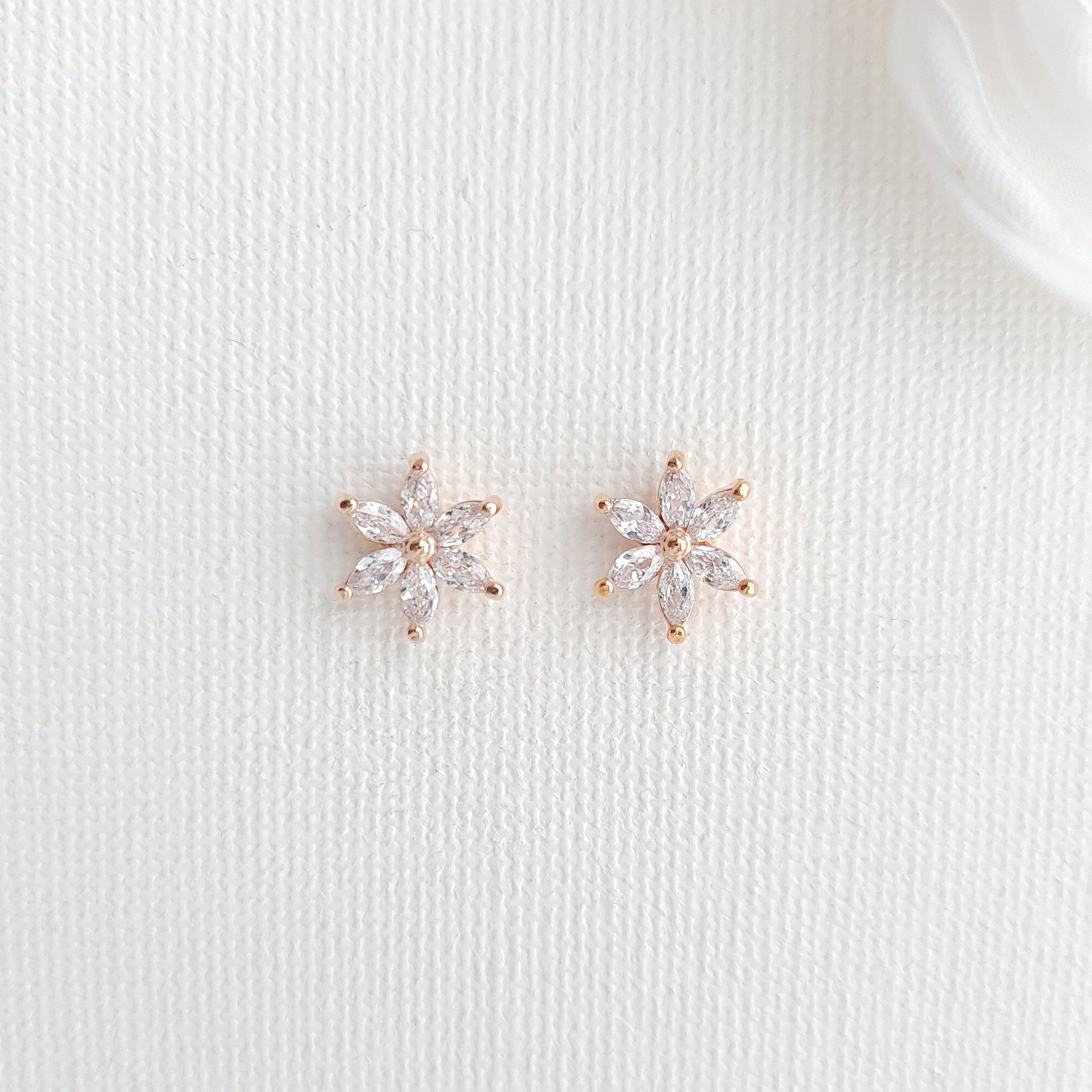 1.0 TCW Marquise Moissanite Flower Minimalist Earrings - crownmoissanite