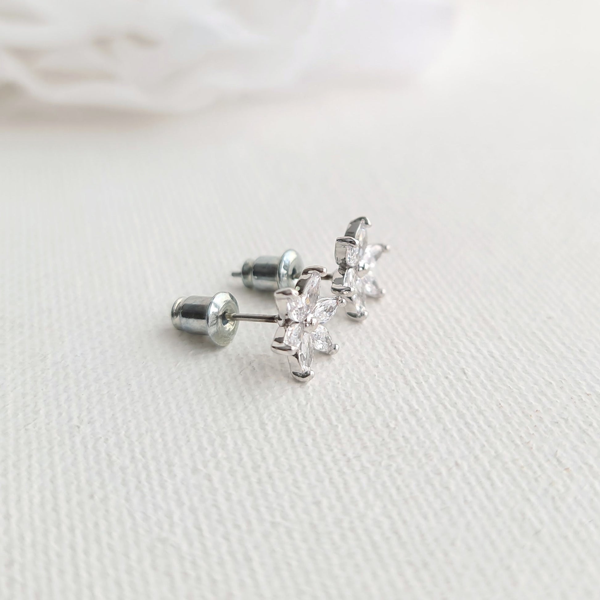 1.0 TCW Marquise Moissanite Flower Minimalist Earrings - crownmoissanite