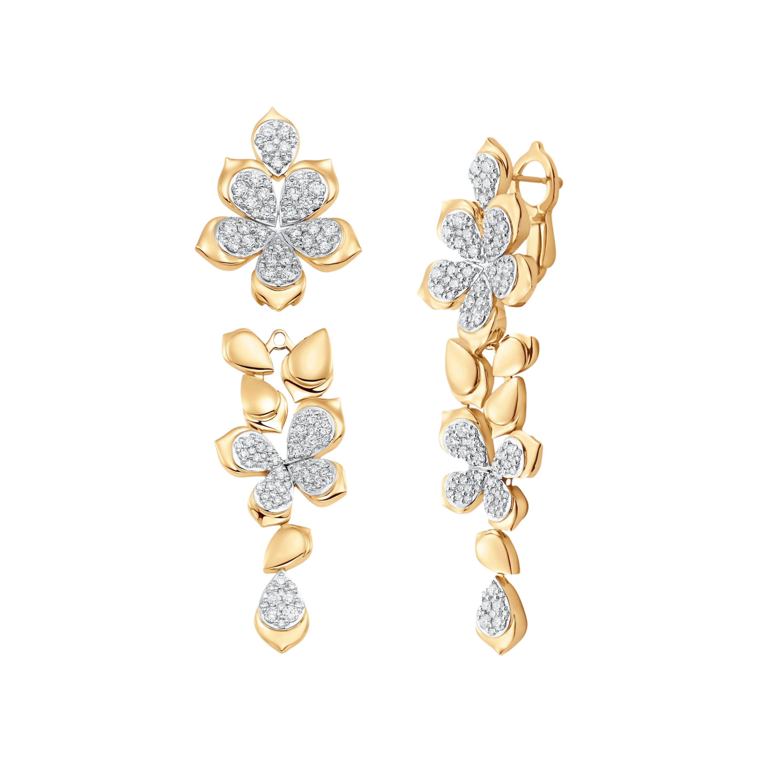 2.17 TCW Round Moissanite Diamond Flower Drop Earrings - crownmoissanite