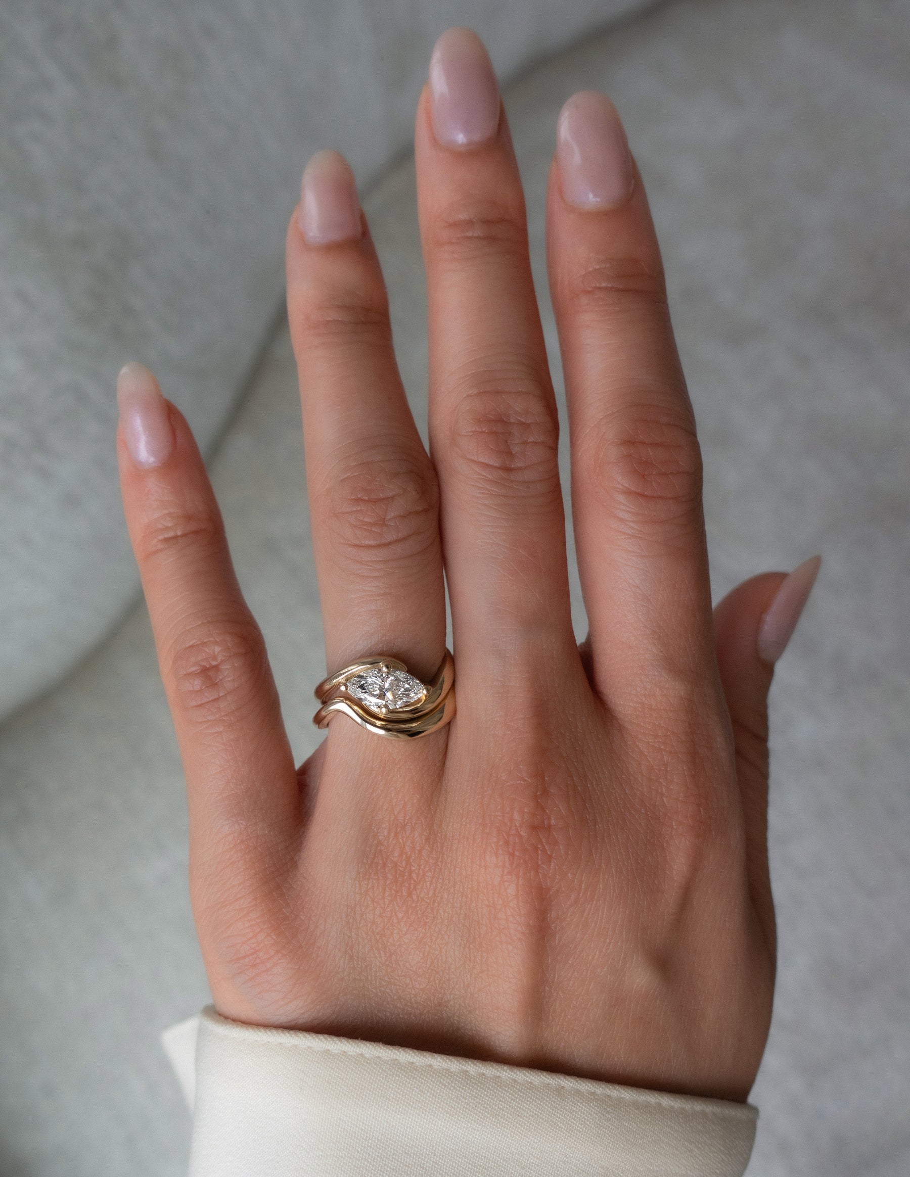 1.0 CT-2.0 CT Marquise Moissanite Solitaire Setting Bridal Set