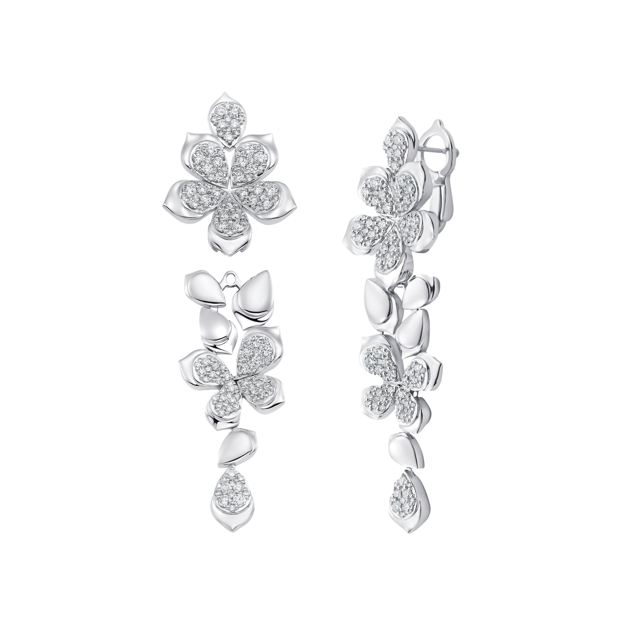 2.17 TCW Round Moissanite Diamond Flower Drop Earrings - crownmoissanite
