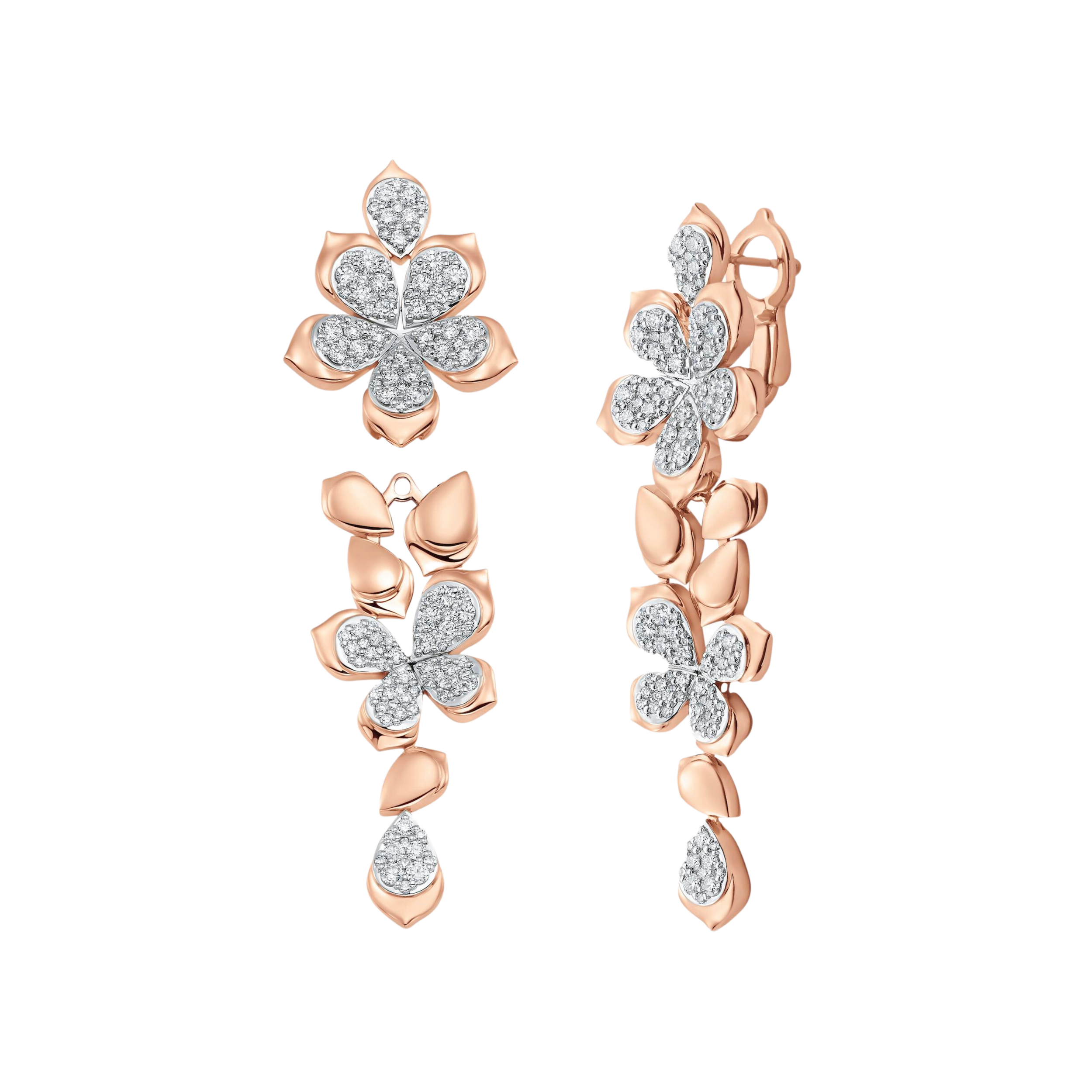 2.17 TCW Round Moissanite Diamond Flower Drop Earrings - crownmoissanite