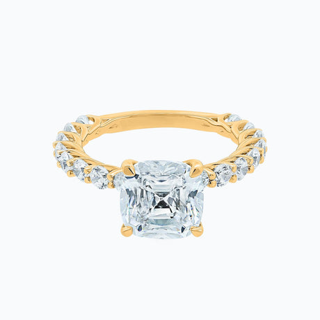 3.0 CT Cushion Shaped Moissanite Hidden Halo Engagement Ring - crownmoissanite