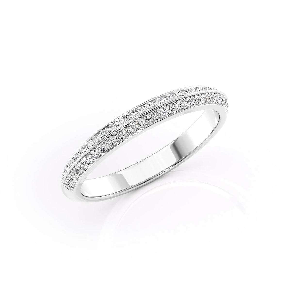 0.25 TCW Round Cut 3 Side Pave Moissanite Wedding Band
