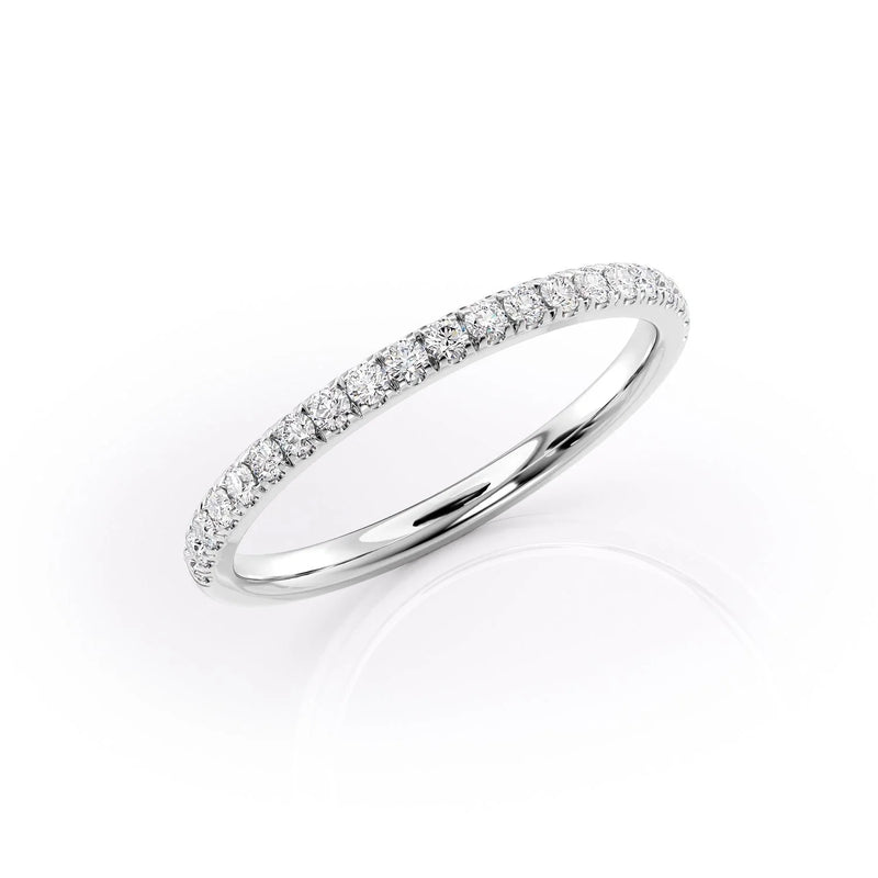 0.18 TCW Round Cut Half Eternity Moissanite Wedding Band