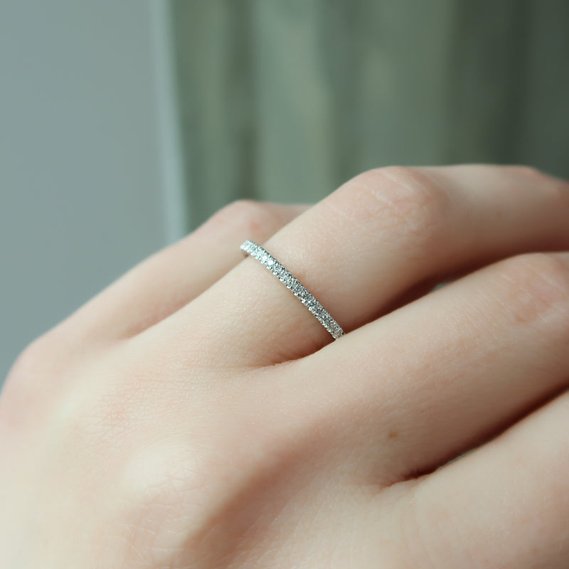 0.18 TCW Round Cut Half Eternity Moissanite Wedding Band