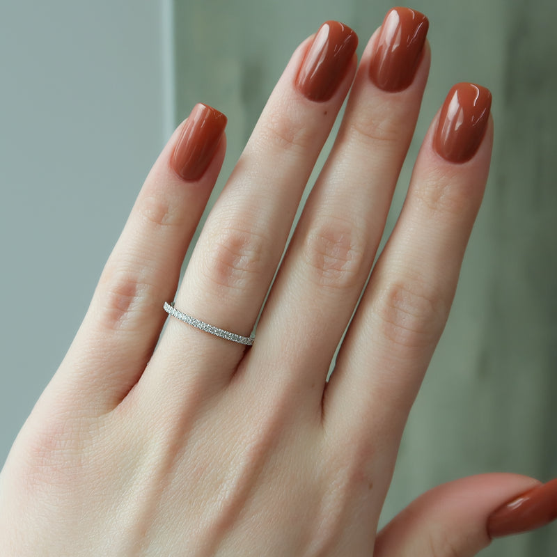 0.18 TCW Round Cut Half Eternity Moissanite Wedding Band