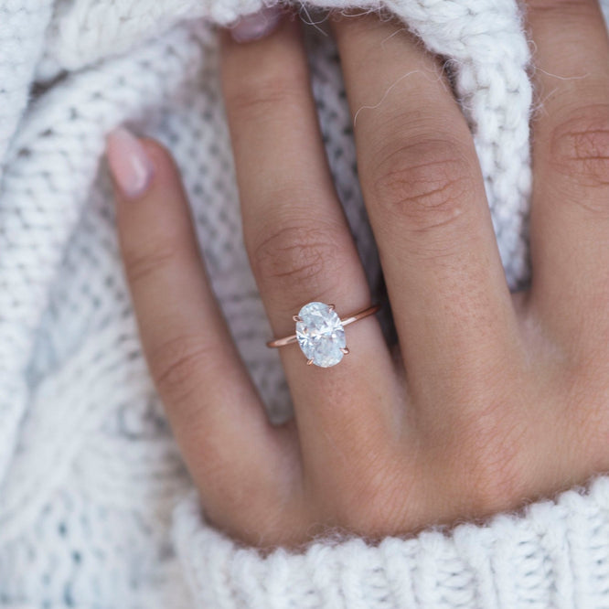 2.70 CT Oval Solitaire Moissanite Engagement Ring - crownmoissanite