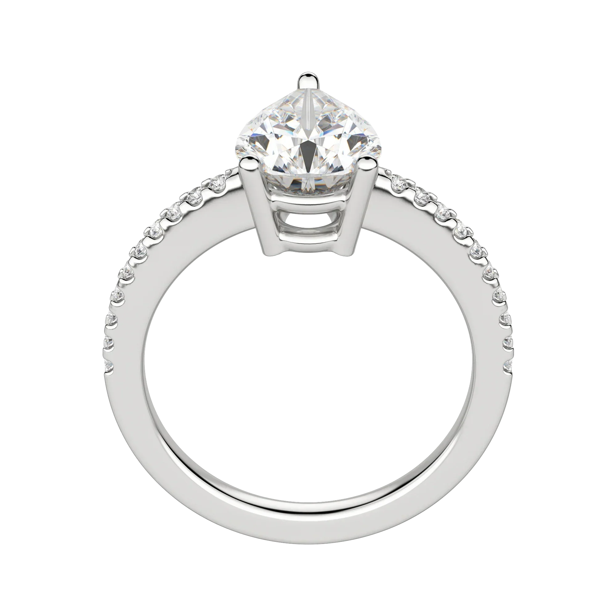 1.33 CT Pear Cut Solitaire Pave Moissanite Engagement Ring - crownmoissanite