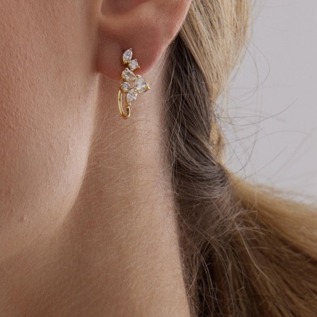 1.34 TCW Pear, Round & Marquise Moissanite Diamond Ear Jacket Earrings