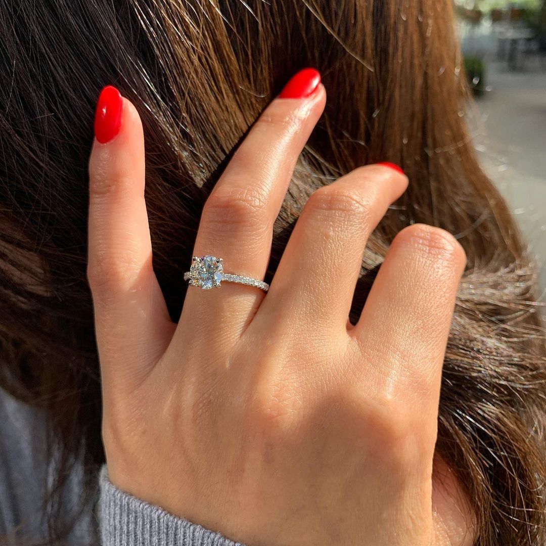 1.0 CT Round Shaped Moissanite Hidden Halo Engagement Ring - crownmoissanite