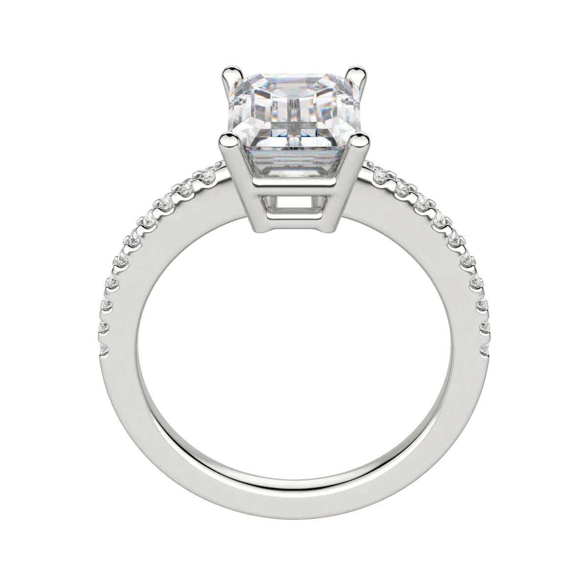 2.30 CT Emerald Solitaire Moissanite Engagement Ring With Pave Setting - crownmoissanite