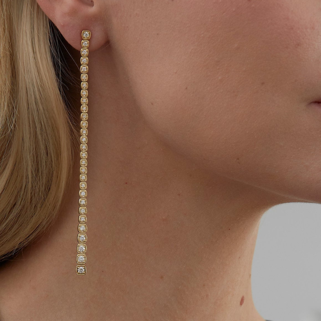 1.44 TCW Cushion Moissanite Diamond Long Drop Earrings