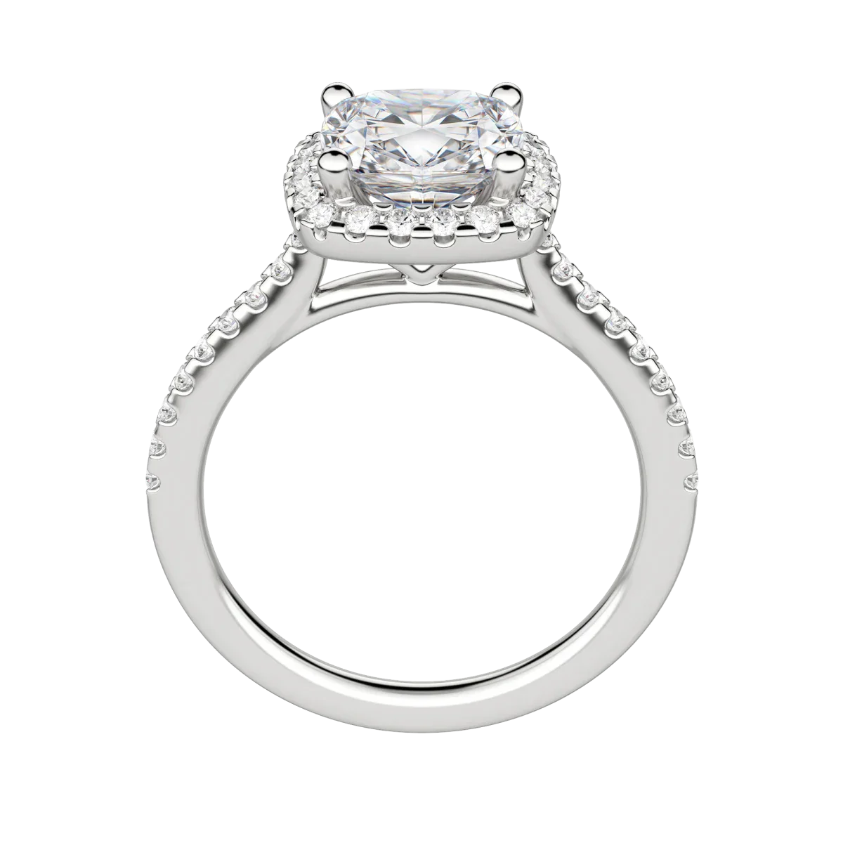 2.15 CT Cushion Cut Halo Moissanite Engagement Ring - crownmoissanite