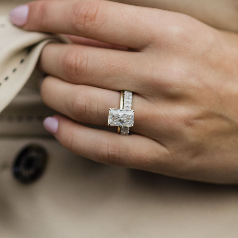 3.70 CT Radiant Solitaire Moissanite Engagement Ring - crownmoissanite