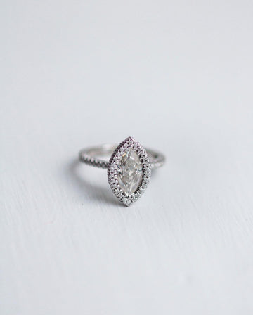 1.80 CT Marquise Double Halo Moissanite Engagement Ring - crownmoissanite