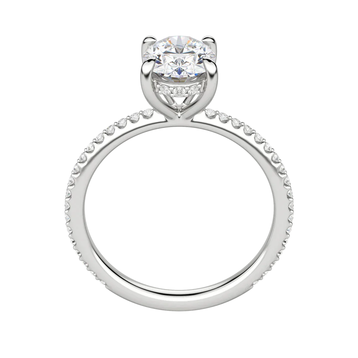1.91 CT Oval Solitaire Moissanite Engagement Ring With Pave Setting - crownmoissanite