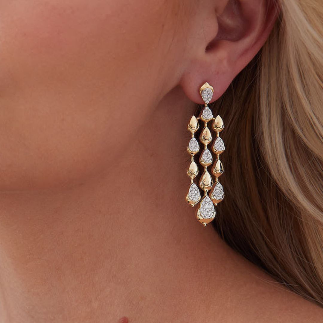 1.40 TCW Round Moissanite Diamond Long Drop Earrings