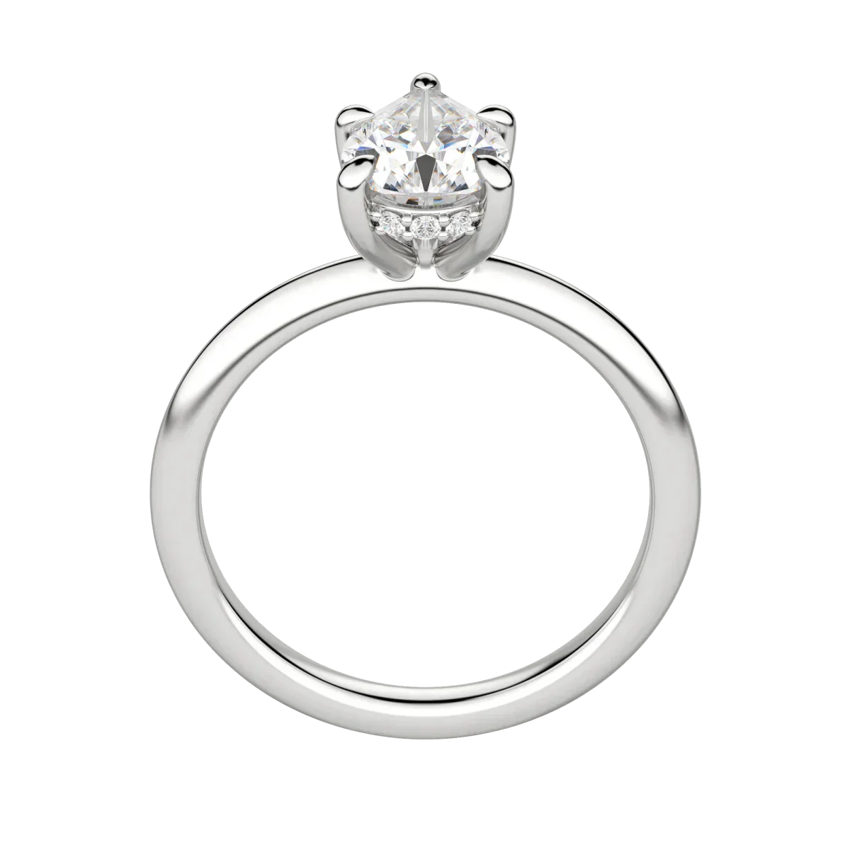 1.33 CT Pear Solitaire Moissanite Engagement Ring With Hidden Halo Setting - crownmoissanite