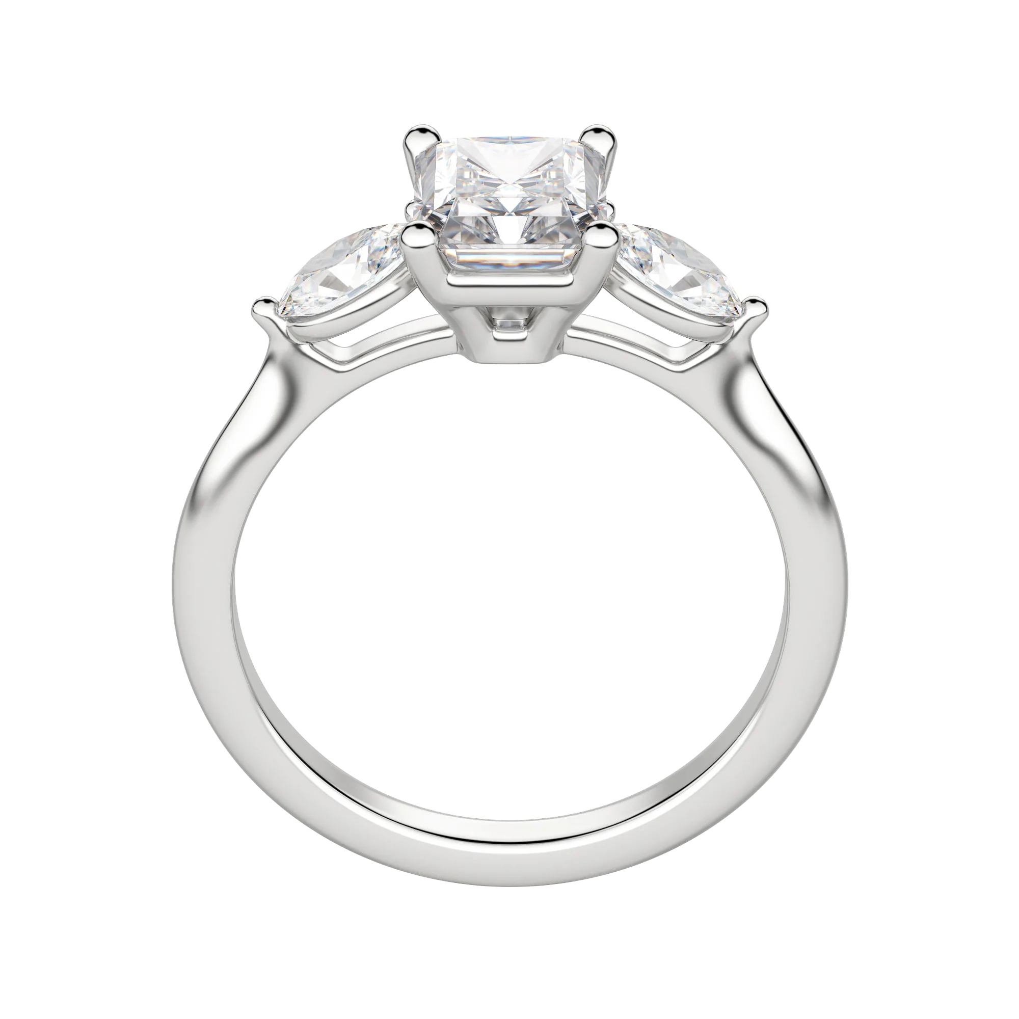 1.67 CT Radiant Cut 3 Stone Moissanite Engagement Ring - crownmoissanite