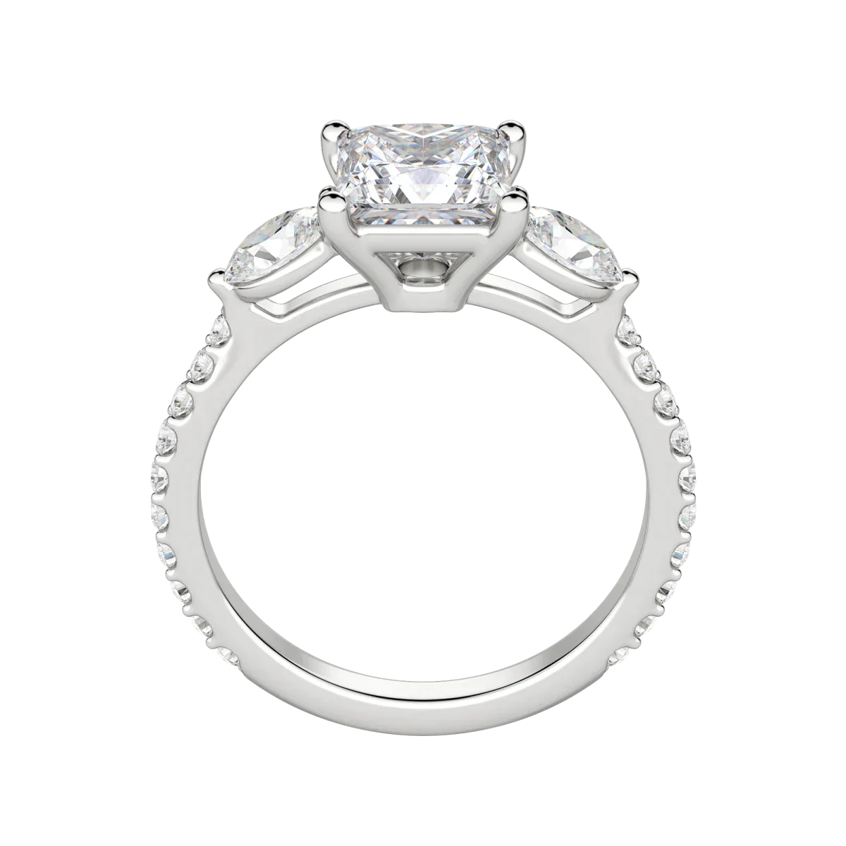 2.78 CT Princess 3 Stone Moissanite Engagement Ring - crownmoissanite