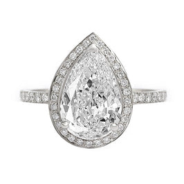 2.0 CT Pear Moissanite Halo Engagement Ring