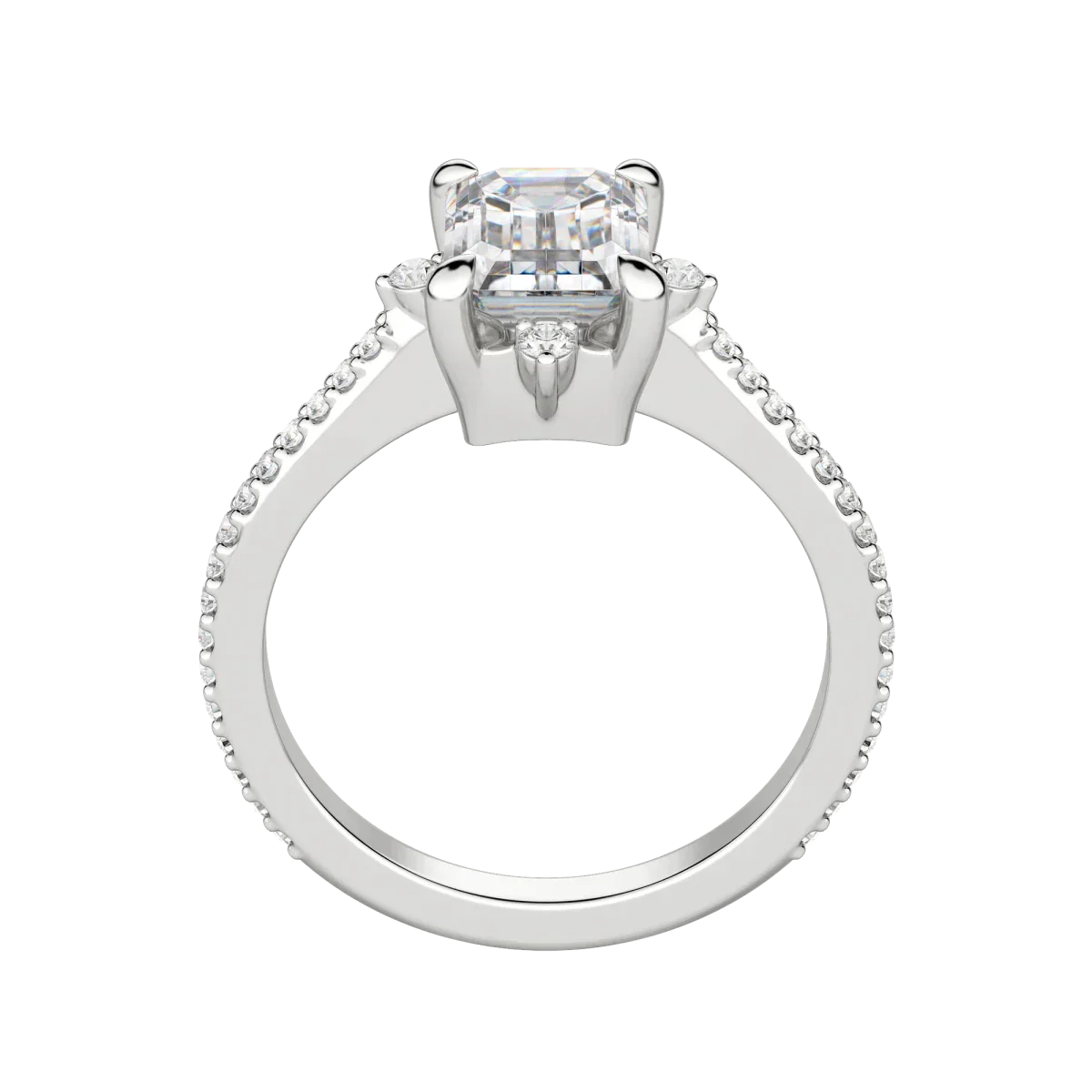 1.60 CT Emerald Solitaire Pave Moissanite Engagement Ring - crownmoissanite