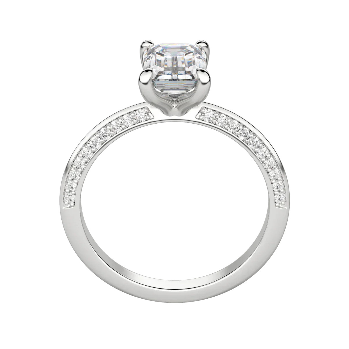 1.60 CT Emerald Solitaire Moissanite Engagement Ring With Pave Setting - crownmoissanite