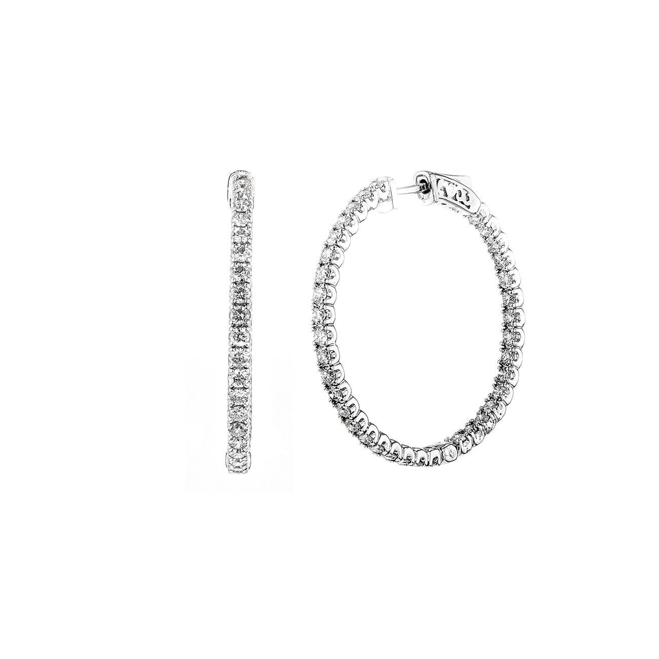 0.6TCW Round Moissanite Inside & Outside Hoops Earrings - crownmoissanite