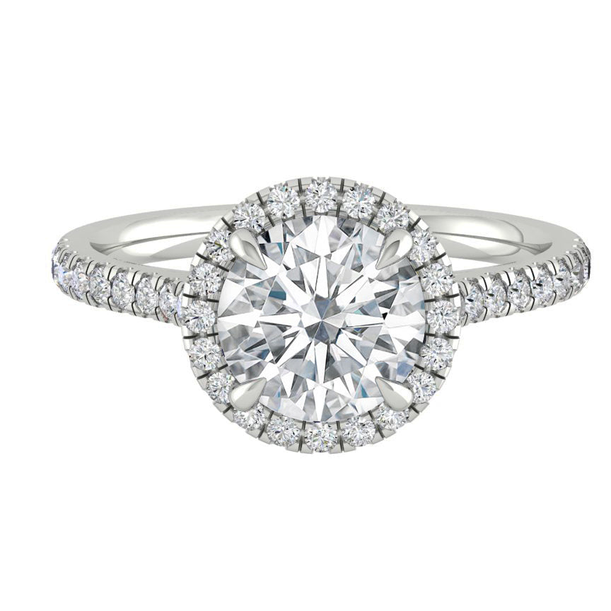 1.5 CT Round Shaped Moissanite Halo Engagement Ring - crownmoissanite