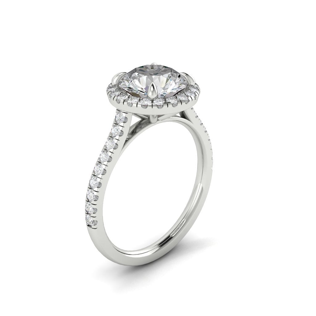 1.5 CT Round Moissanite Diamond Halo Engagement Ring - crownmoissanite