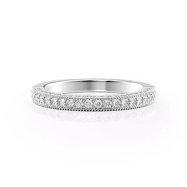 0.55 TCW Round Cut Triple Pave Half Eternity Moissanite Wedding Band