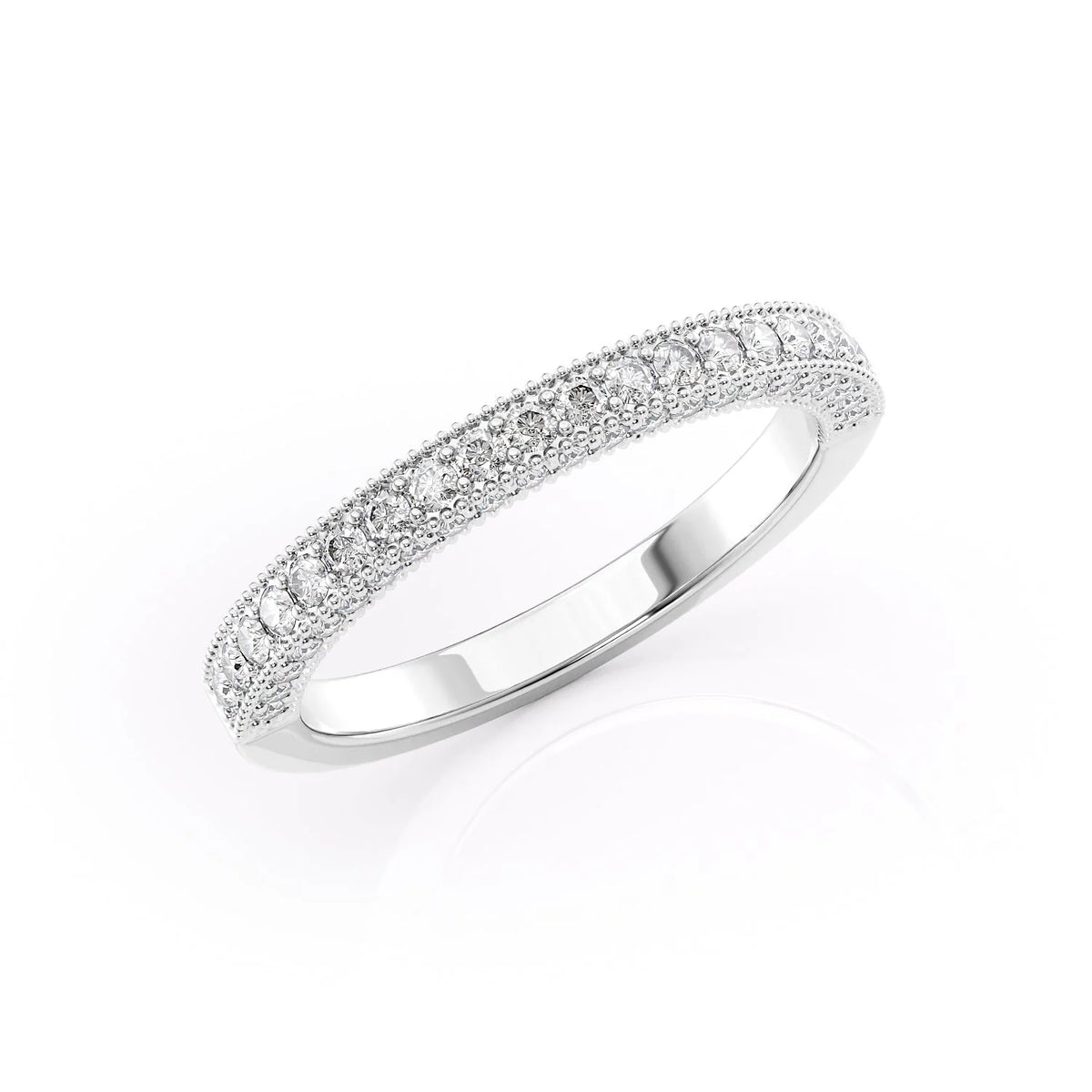 0.55 TCW Round Cut Triple Pave Half Eternity Moissanite Wedding Band