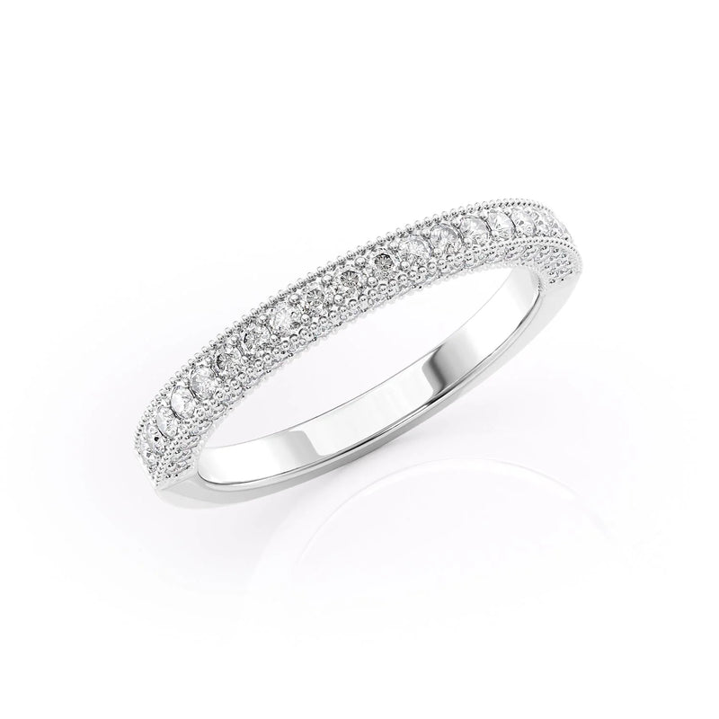 0.55 TCW Round Cut Triple Pave Half Eternity Moissanite Wedding Band