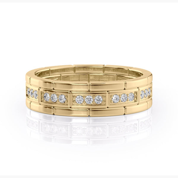 Round Shaped Stones Wedding Band For Men - crownmoissanite