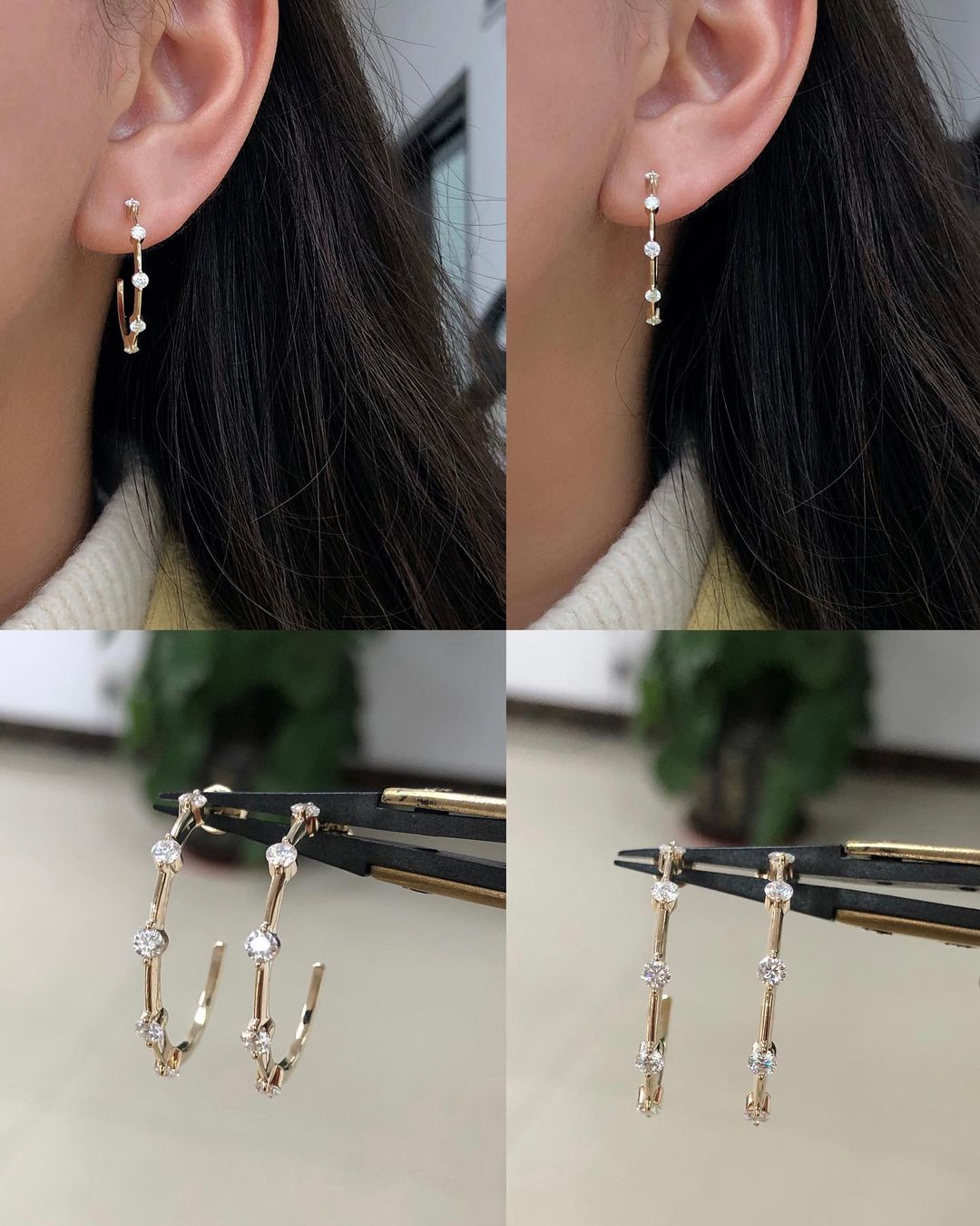 0.24 TCW Round Cut Moissanite Open Hoop Earrings - crownmoissanite