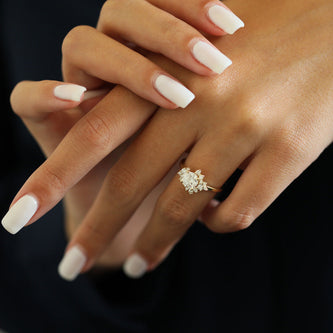 1.0 CT Round Moissanite Diamond Cluster Engagement Ring - crownmoissanite