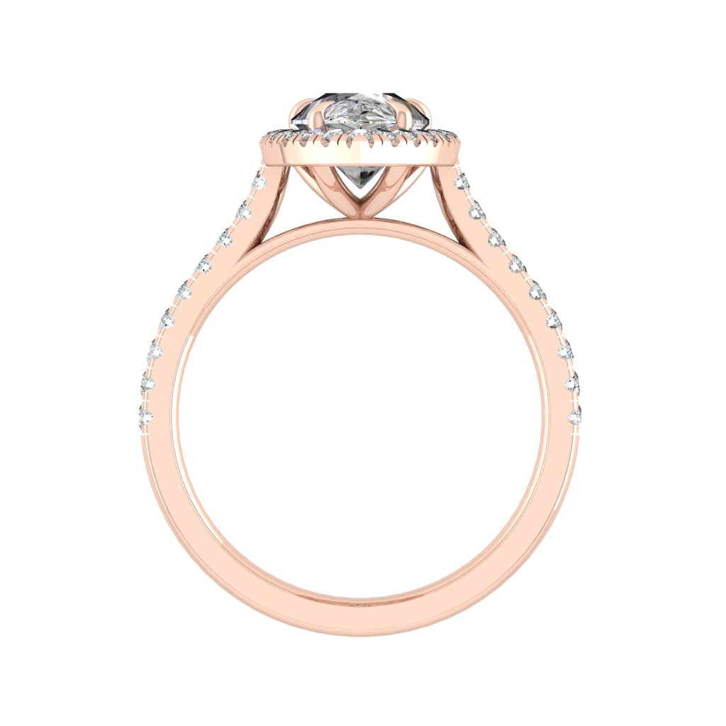2.1 CT Pear Cut Halo Pave Moissanite Engagement Ring - crownmoissanite