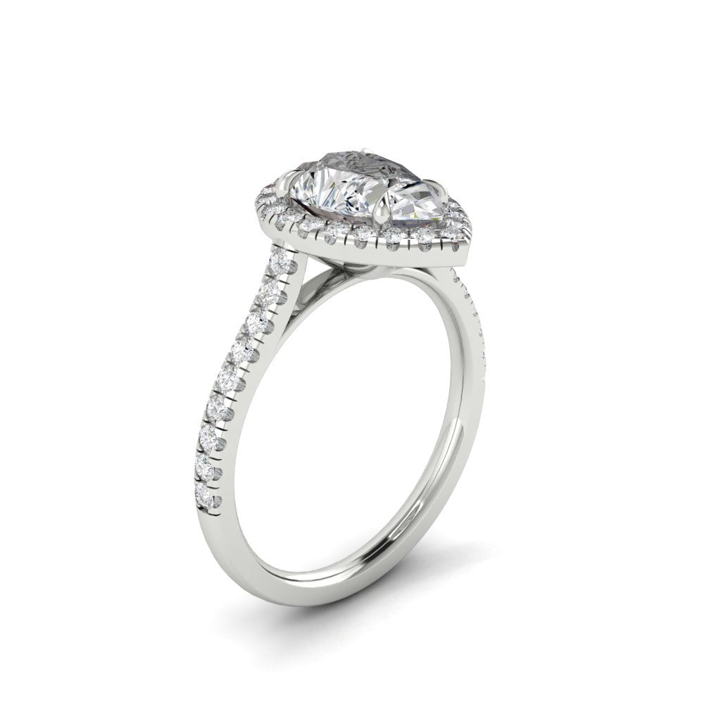 2.1 CT Pear Cut Halo Pave Moissanite Engagement Ring - crownmoissanite