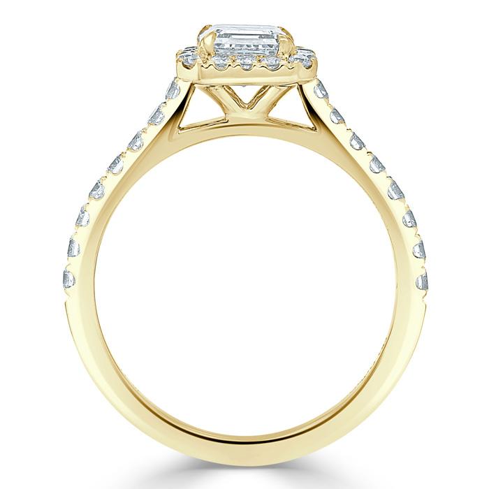 1.0 CT Asscher Shaped Moissanite Halo Engagement Ring - crownmoissanite