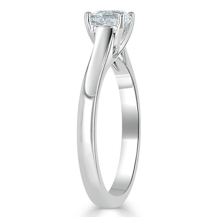 1.0 CT Asscher Shaped Moissanite Solitaire Engagement Ring - crownmoissanite