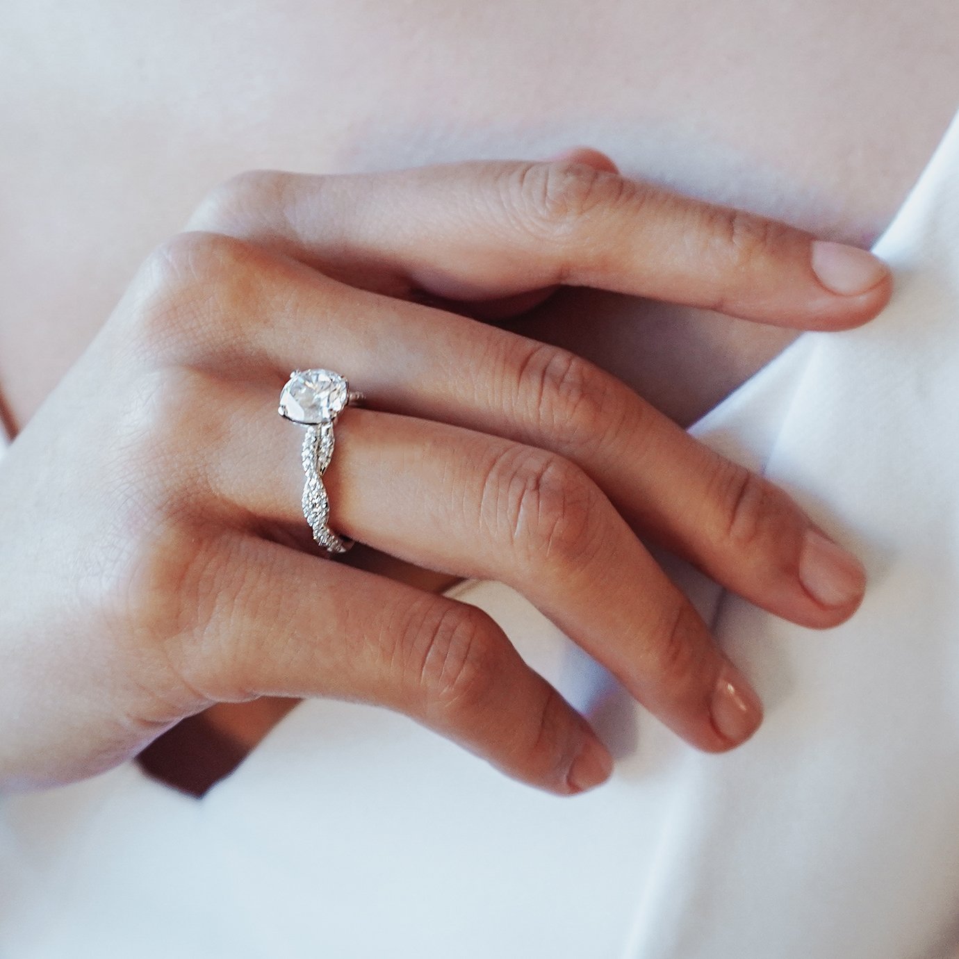1.50 CT Round Shaped Moissanite Solitaire Twisted Engagement Ring - crownmoissanite