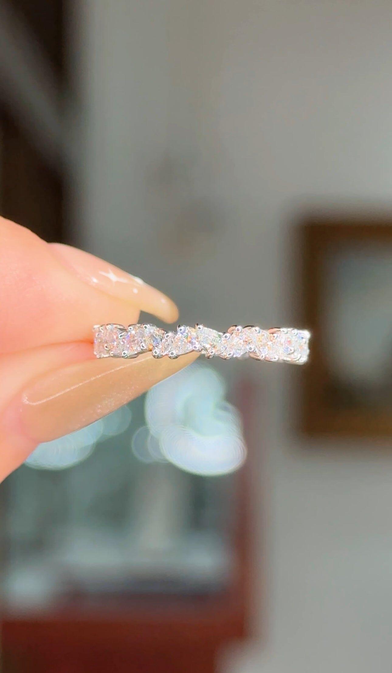 3.6 TCW Pear Moissanite Full Eternity Wedding Band - crownmoissanite