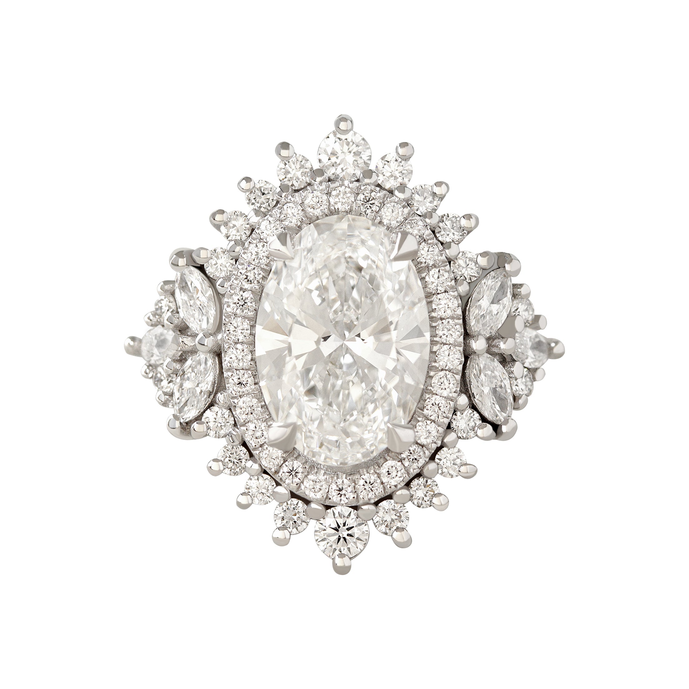 3.0 CT Oval Moissanite Double Halo Engagement Ring