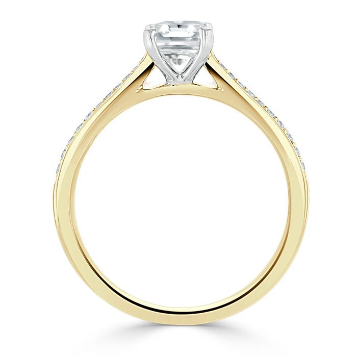 0.75 CT Radiant Cut Solitaire Hidden Halo/ Pave Setting Moissanite Engagement Ring - crownmoissanite