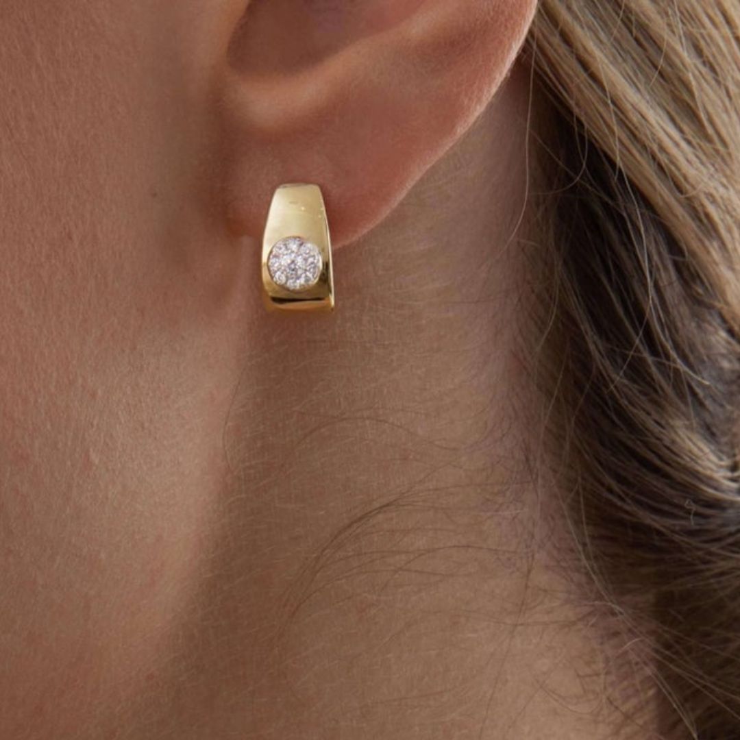 0.23 TCW Round Moissanite Diamond Huggie Earrings