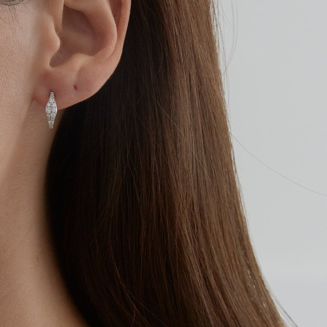 0.42 TCW Round Moissanite Diamond Huggie Earrings