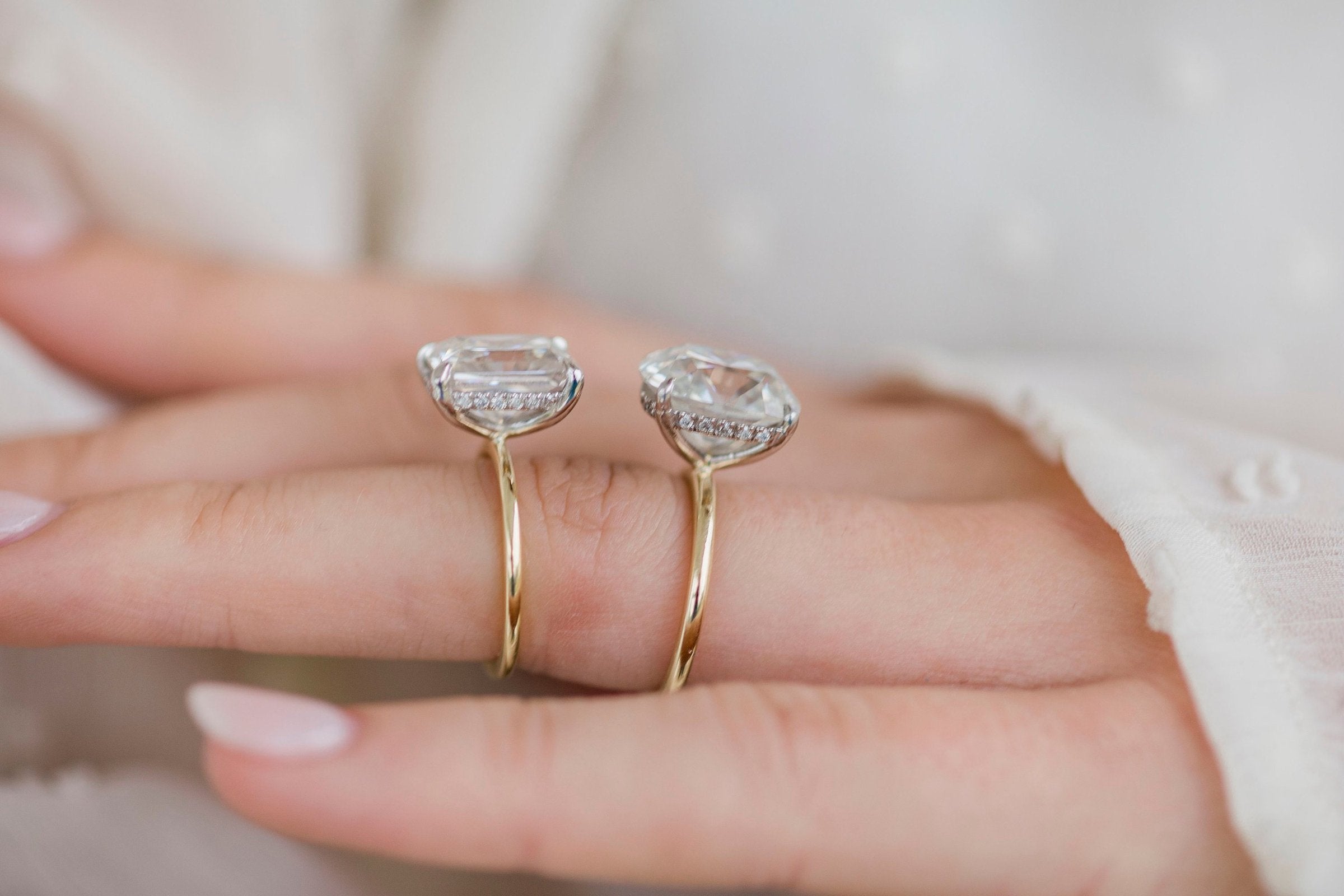 4.20 CT Crushed Ice Radiant Solitaire Hidden Halo Moissanite Engagement Ring - crownmoissanite